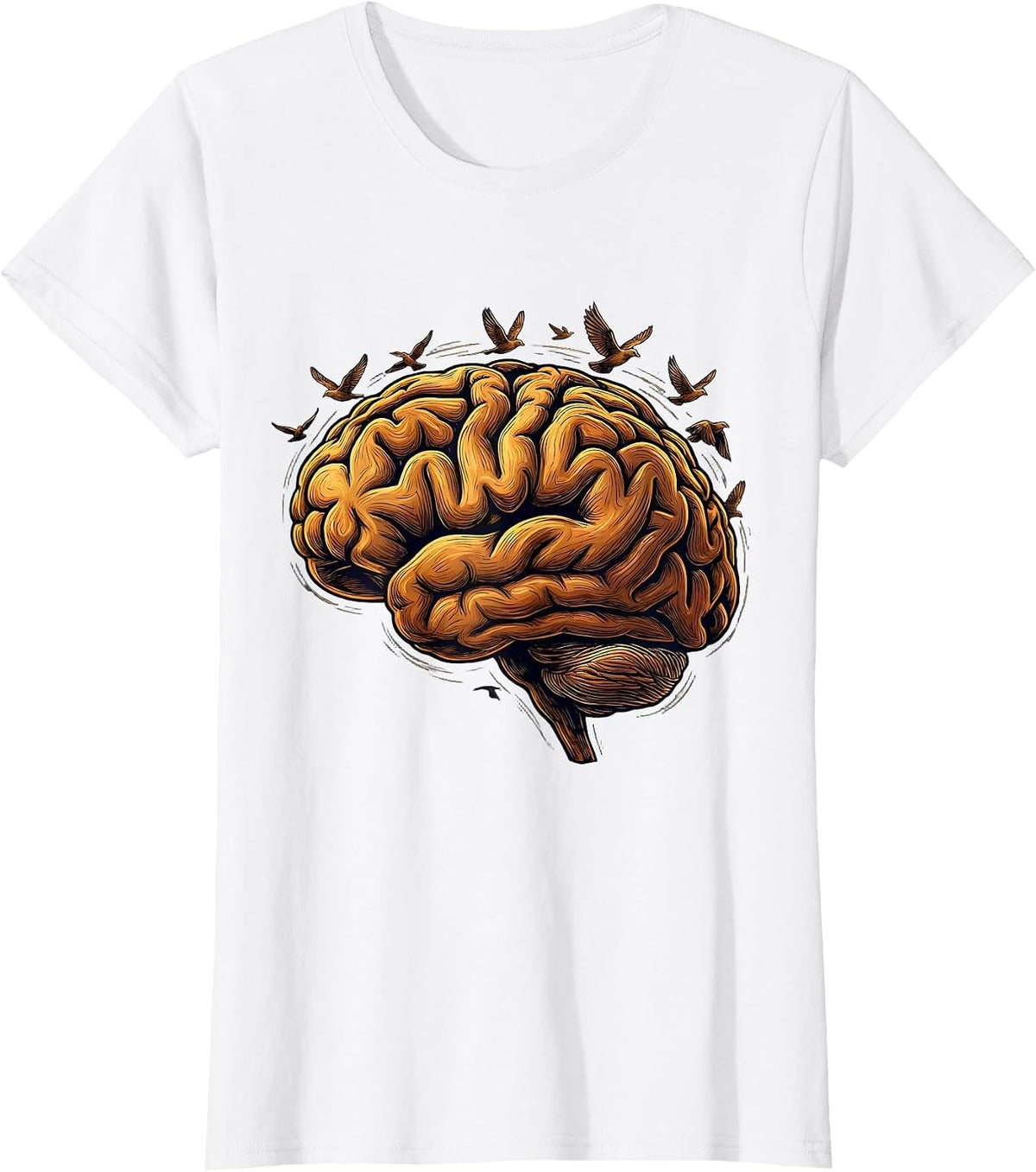 Neurodiversity Bird Flock Brain Illustration T-Shirt - White