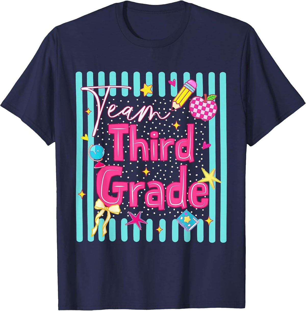 Back to School Team 3rd Third Grade Teacher Boy Girl Kid T-Shirt - Navy Blue
