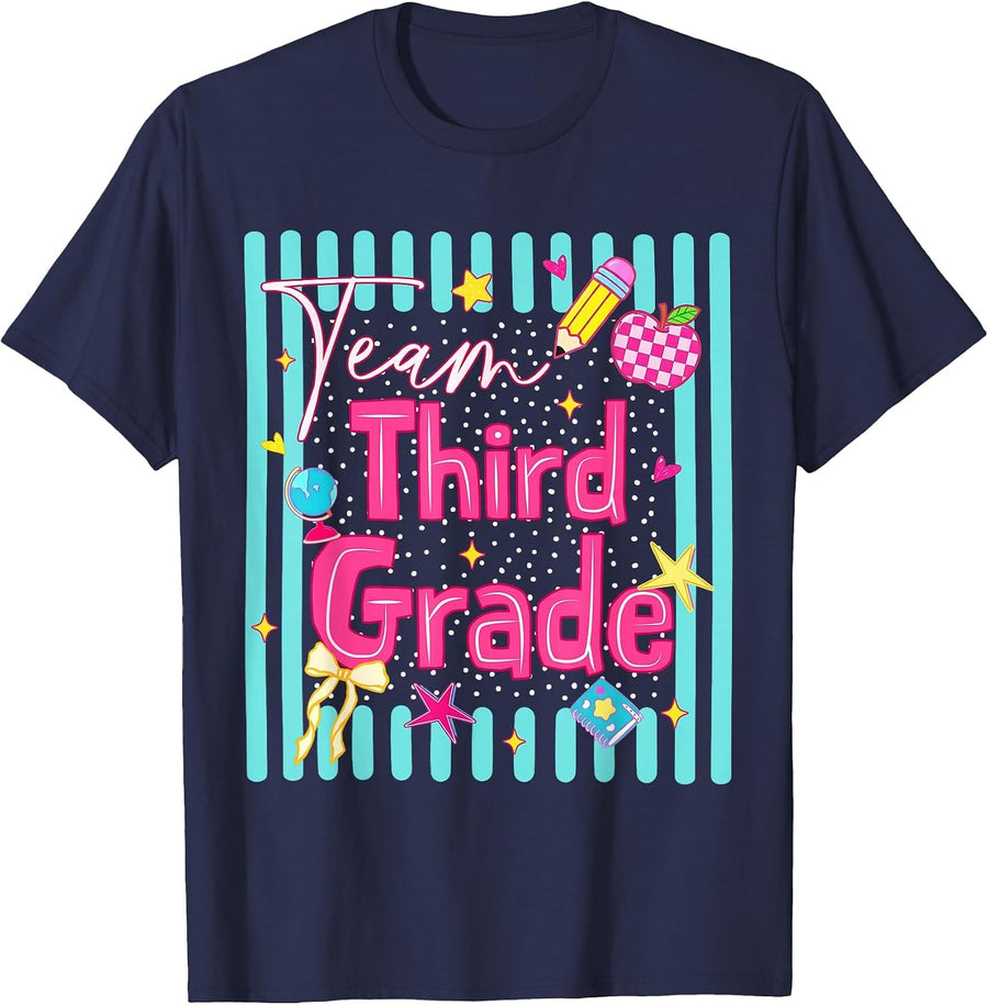 Back to School Team 3rd Third Grade Teacher Boy Girl Kid T-Shirt - Navy Blue