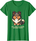 Women's Just A Girl Who Adores Her Sable Sheltie Cute Kawaii T-Shirt - Kelly Green