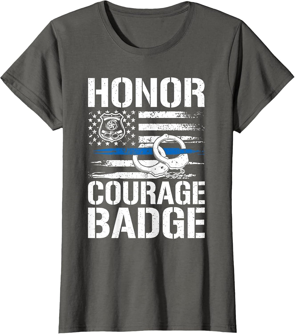 Honor Courage Badge Police T-Shirt - Asphalt Grey