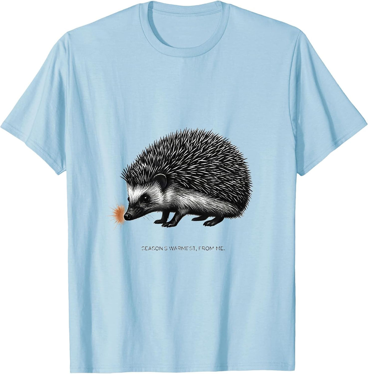 Men's Season's Warmest From Me Cute Hedgehog Animal Lover Gift T-Shirt - Baby Blue