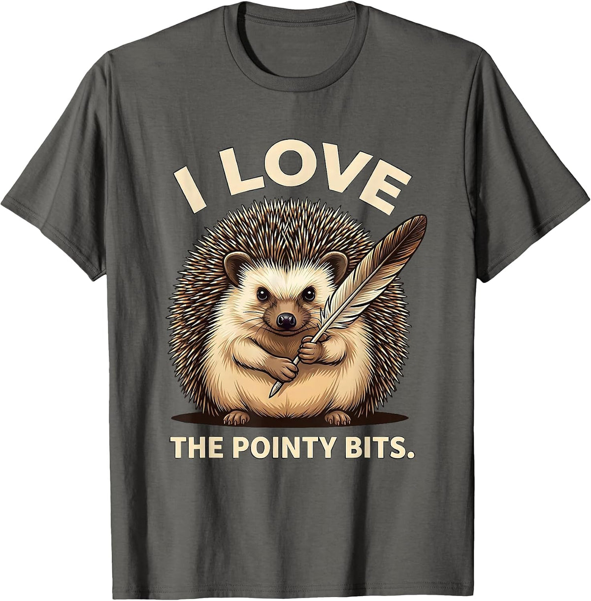 Men's I Love The Pointy Bits Cute Hedgehog Lover Funny Hedgehog T-Shirt - Asphalt Grey