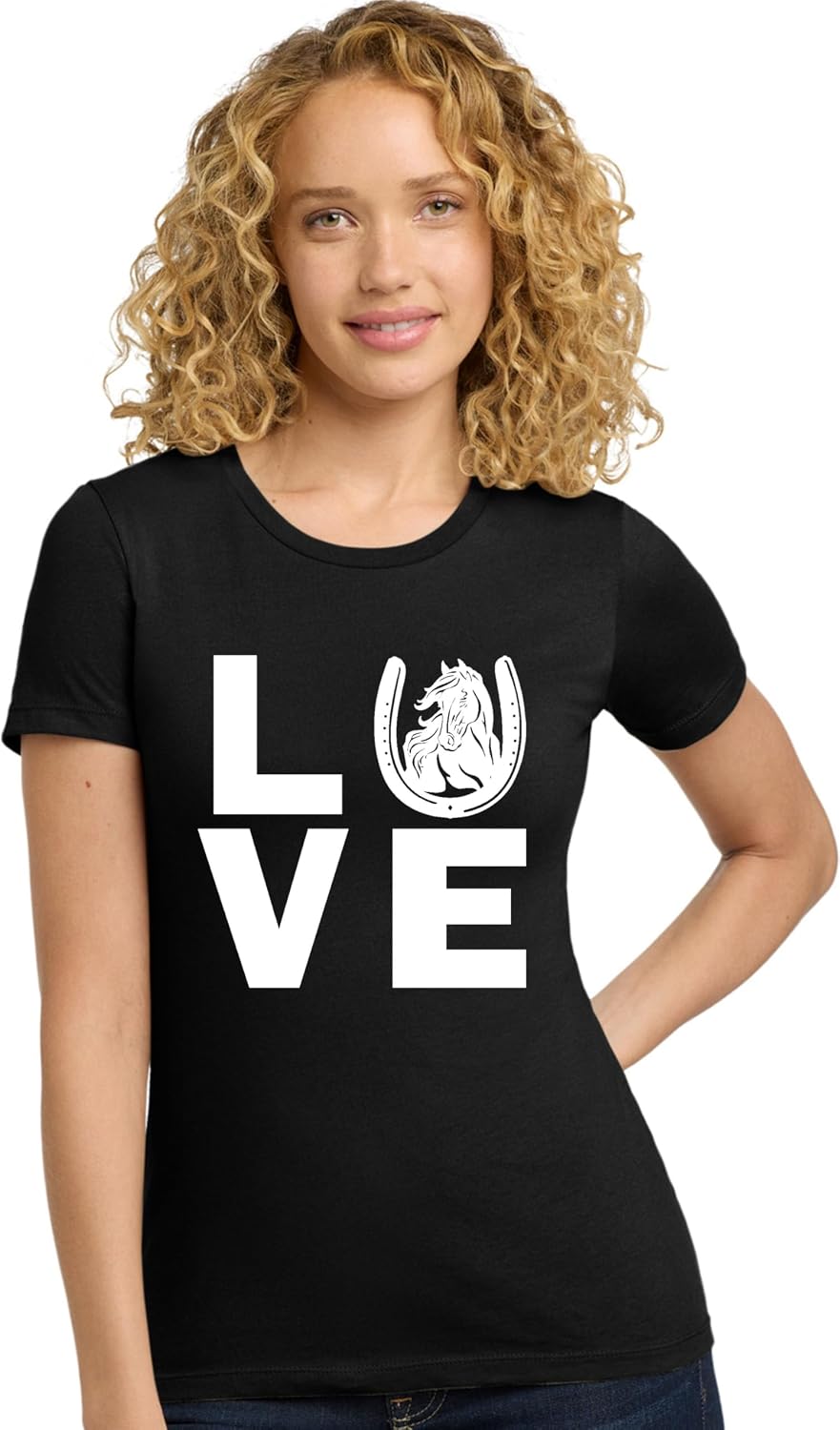 Go All Out Womens Love Horses Horse Lover Equestrian Deluxe Soft T-Shirt - Black