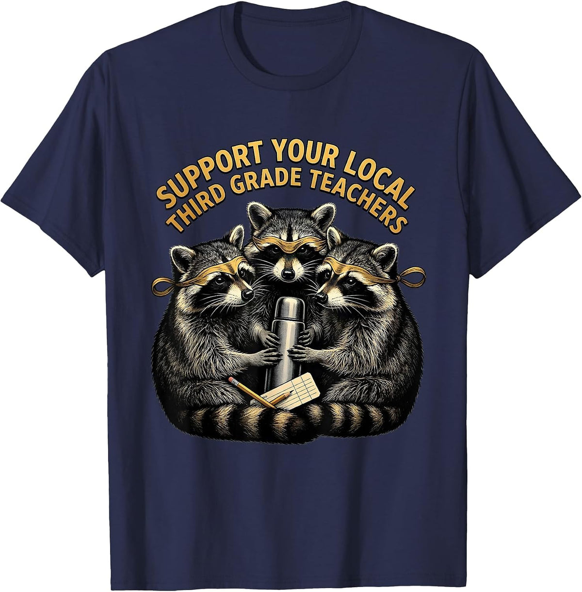 Men's Support Your Local Third Grade Teachers Funny Teacher T-Shirt - Navy Blue