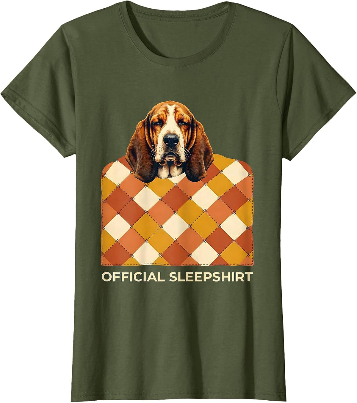 Women's Official Sleepshirt Basset Hound Funny Animal Lover Pajama T-Shirt - Olive Green