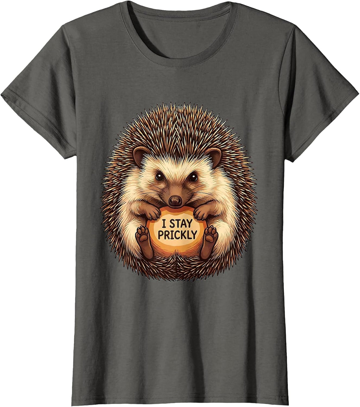 Women's I Stay Prickly Funny Hedgehog Lover Novelty Gift T-Shirt - Asphalt Grey