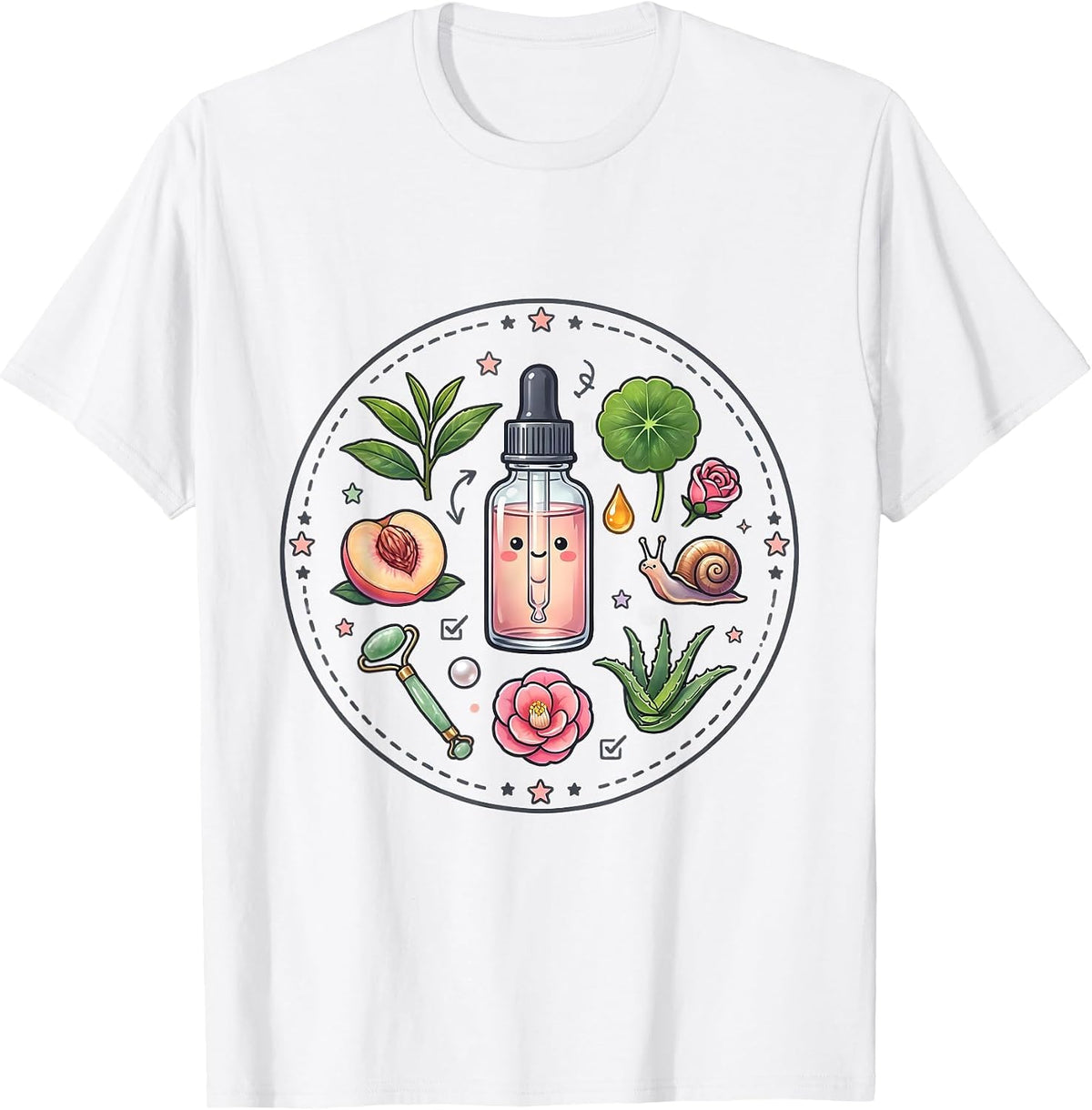 Men's K-Beauty Serum Botanical Illustration T-Shirt - White