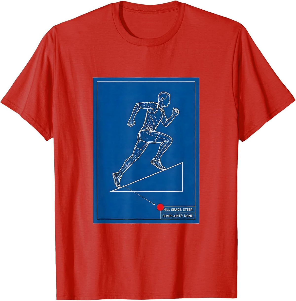 Men's Hill Grade: Steep. Complaints: None. Technical Blueprint T-Shirt - Red