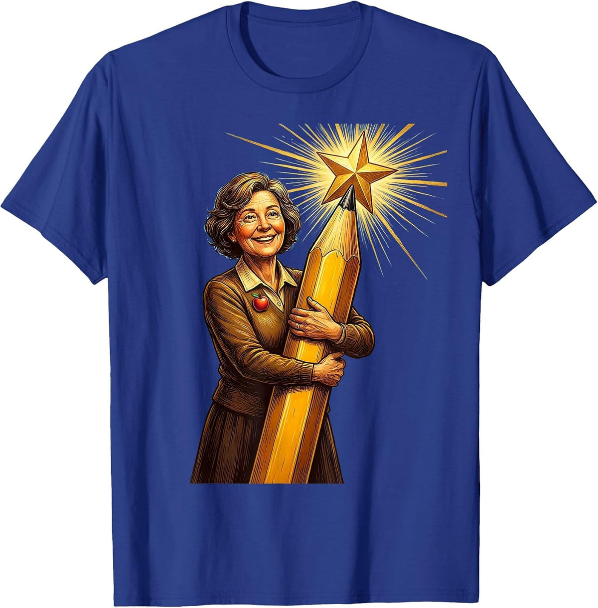 Men's SPED Teacher Holding Giant Pencil with Star T-Shirt - Royal Blue