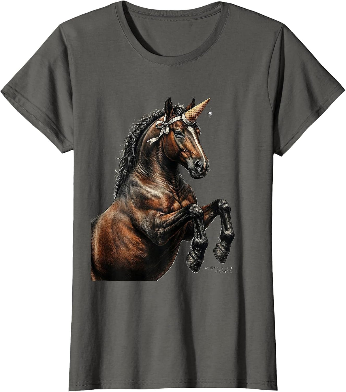 Women's My Horse Insists He's Magic Funny Horse Lover Gift T-Shirt - Asphalt Grey