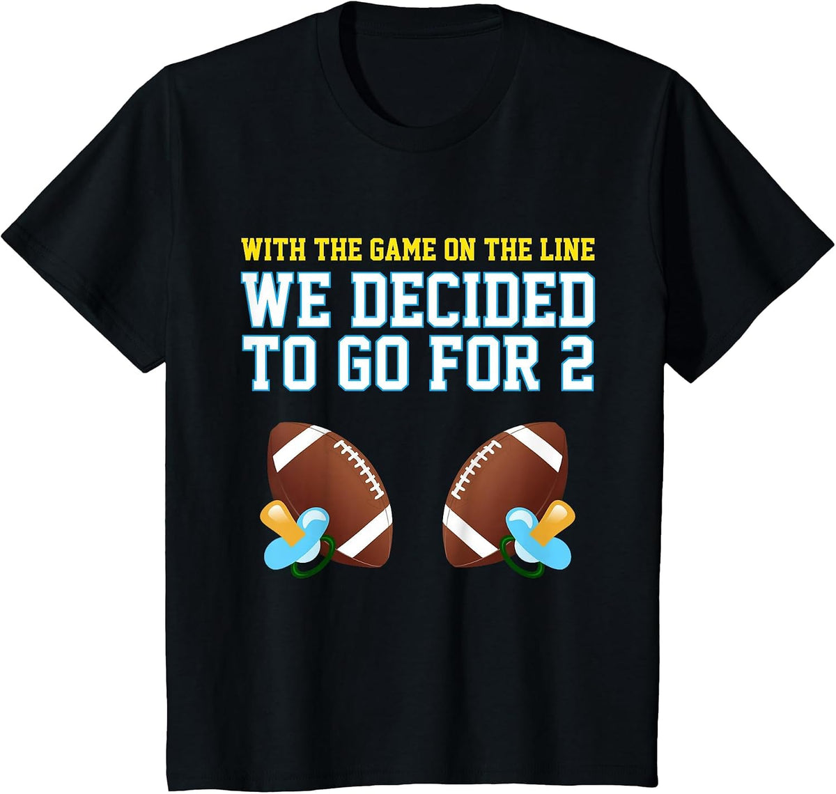 Dad of Twins Tshirt: Mom of Twins Tshirt: Football Tee T-Shirt - Black