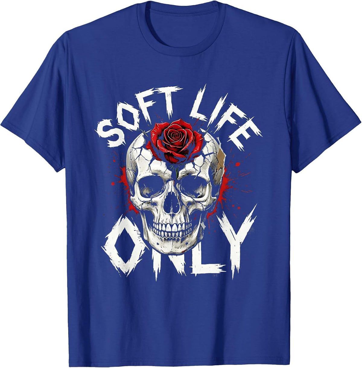Soft Life Only Mental Health Matters Design T-Shirt - Royal Blue
