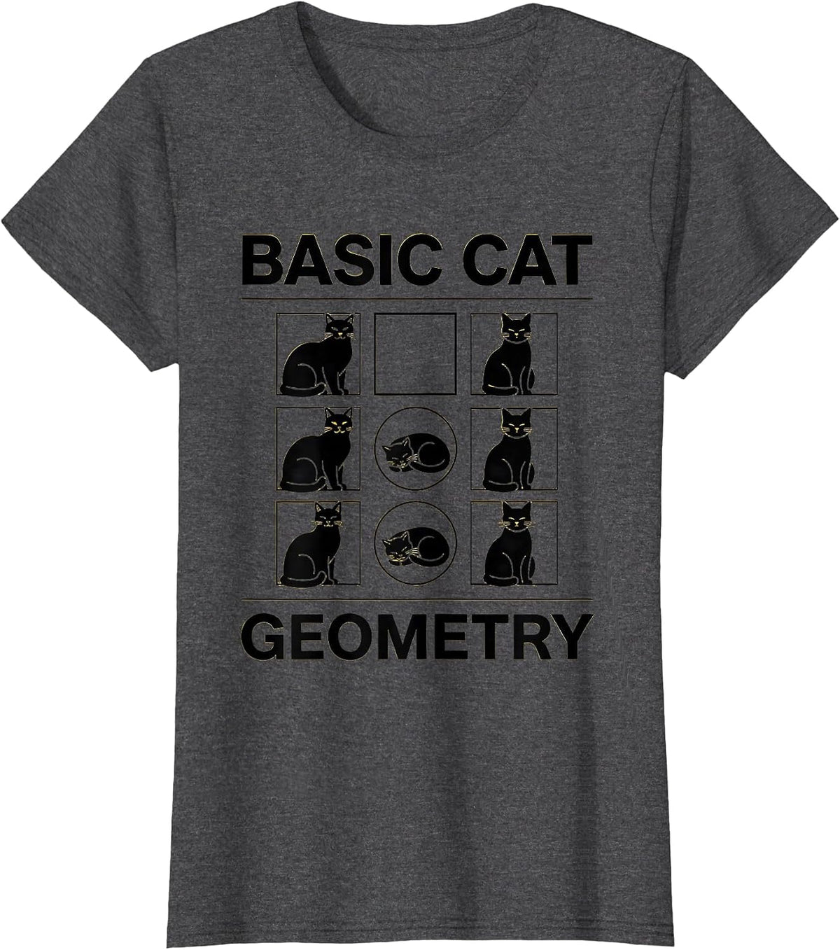Women's Basic Cat Geometry Funny Math Teacher Cat Lover Gift T-Shirt - Dark Heather Grey