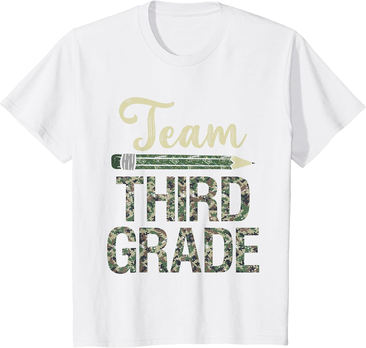 Team Third Grade Camo 3rd Grade Teacher Camouflage T-Shirt - White