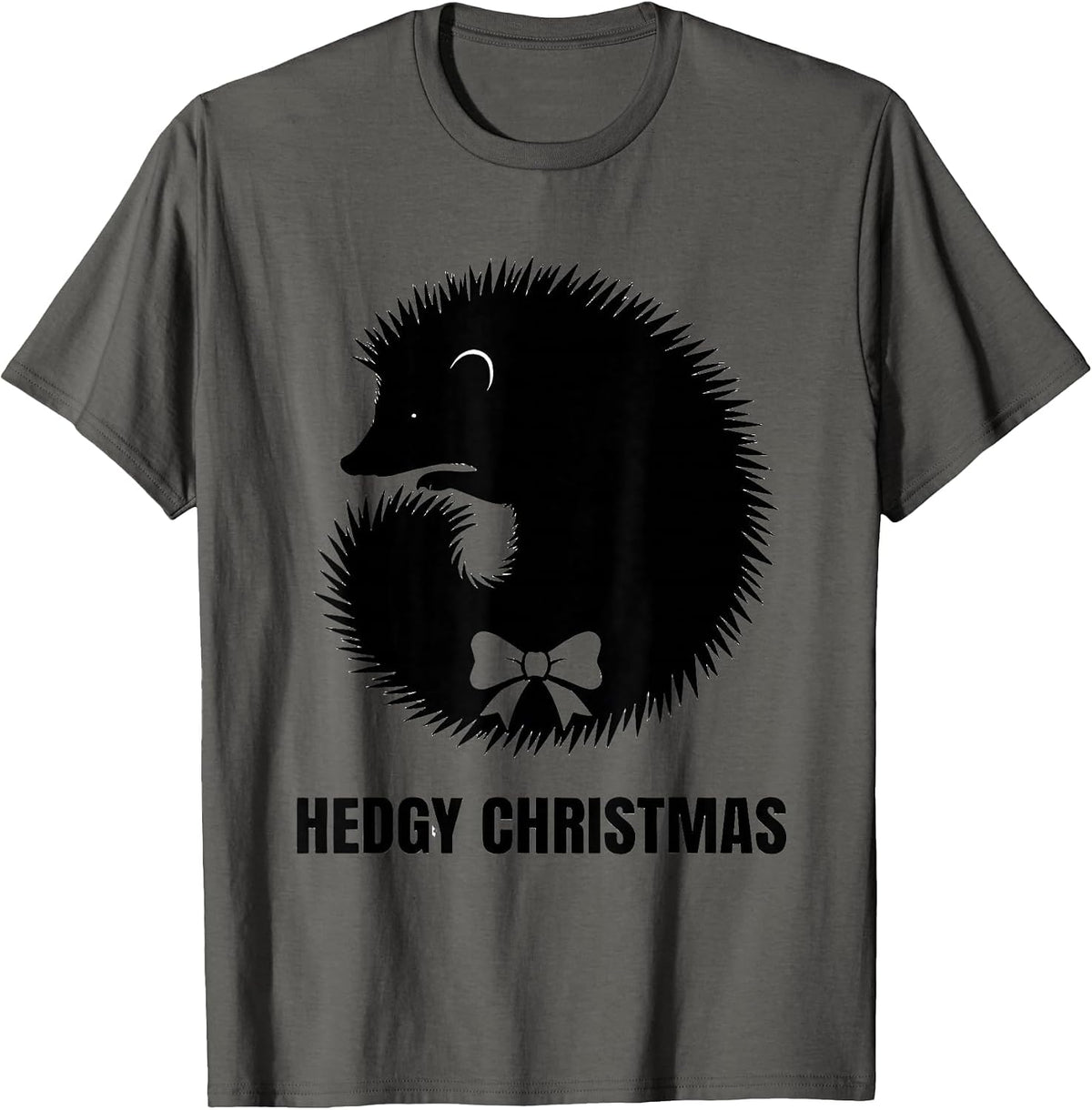 Hedgy Christmas Cute Hedgehog Lover Whimsical Humor Gift T-Shirt - Asphalt Grey