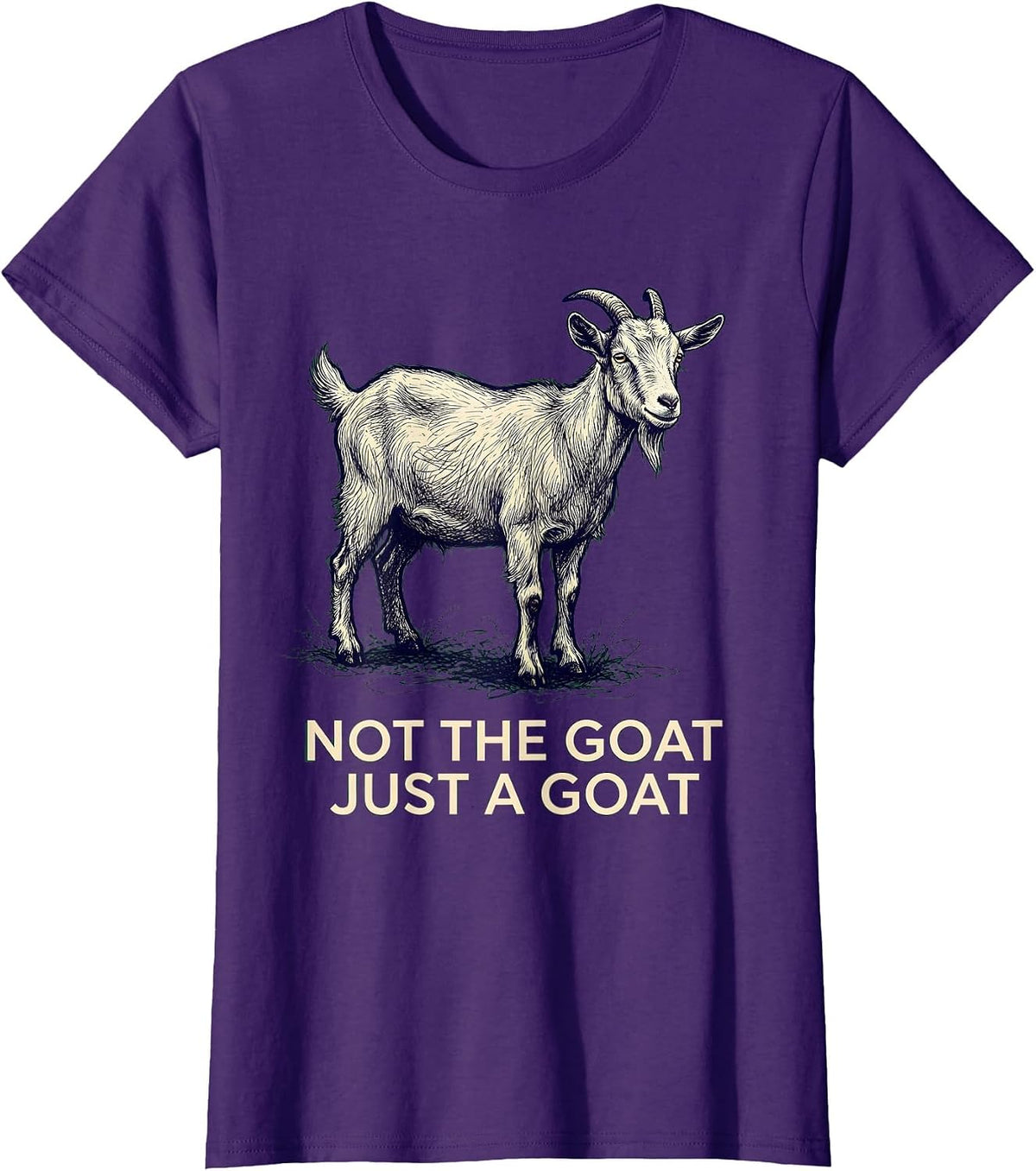 Women's Not The Goat Just A Goat Funny Goat Pun Dad Joke Humor T-Shirt - Purple