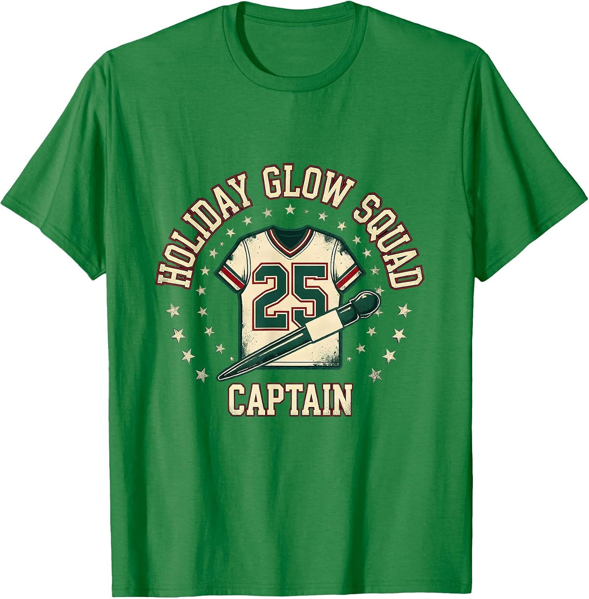 Men's Holiday Glow Squad Captain Sports Esthetician Dermatology T-Shirt - Kelly Green