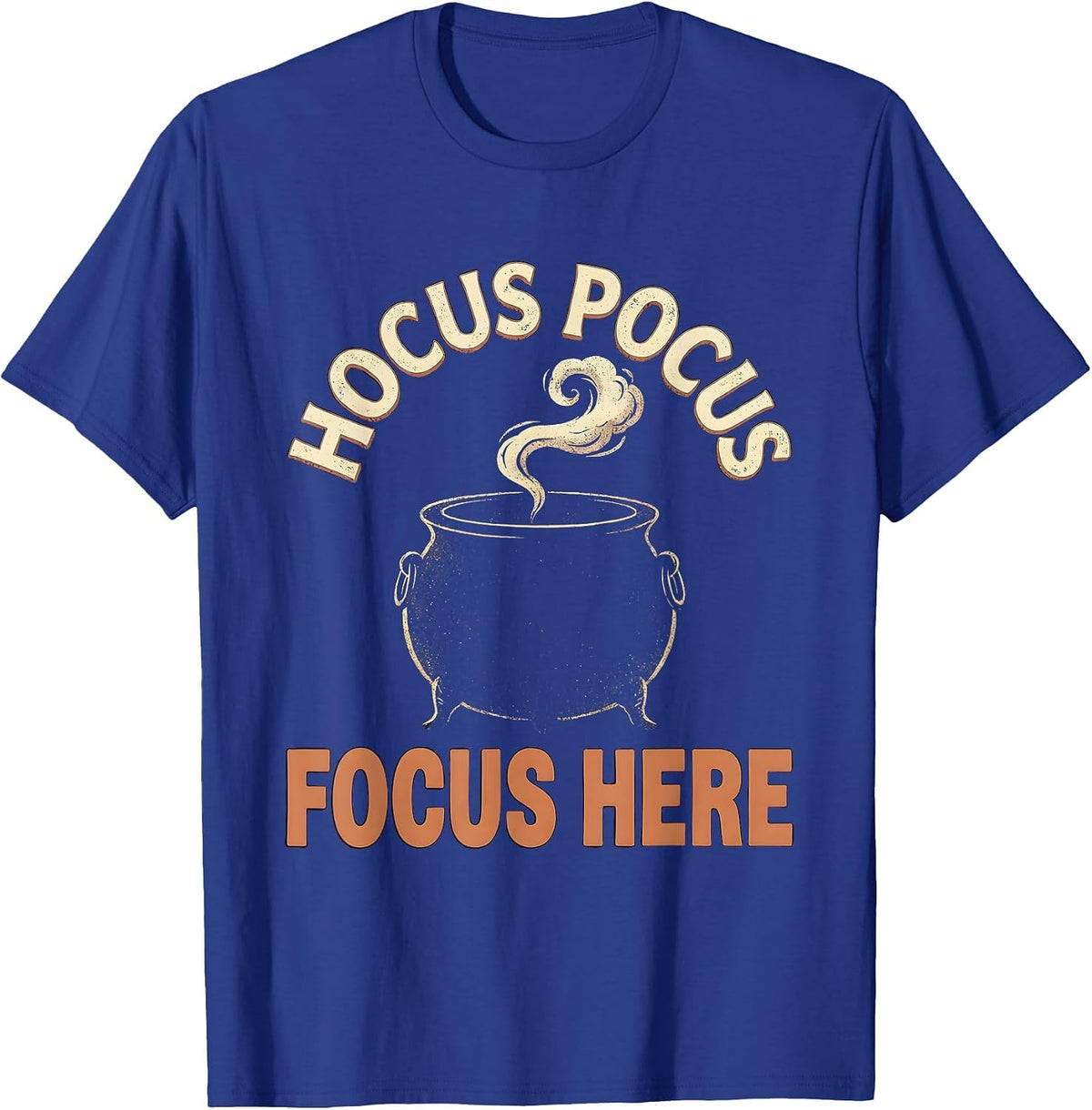 Men's Hocus Pocus Focus Here Vintage Funny Teacher Halloween T-Shirt - Royal Blue