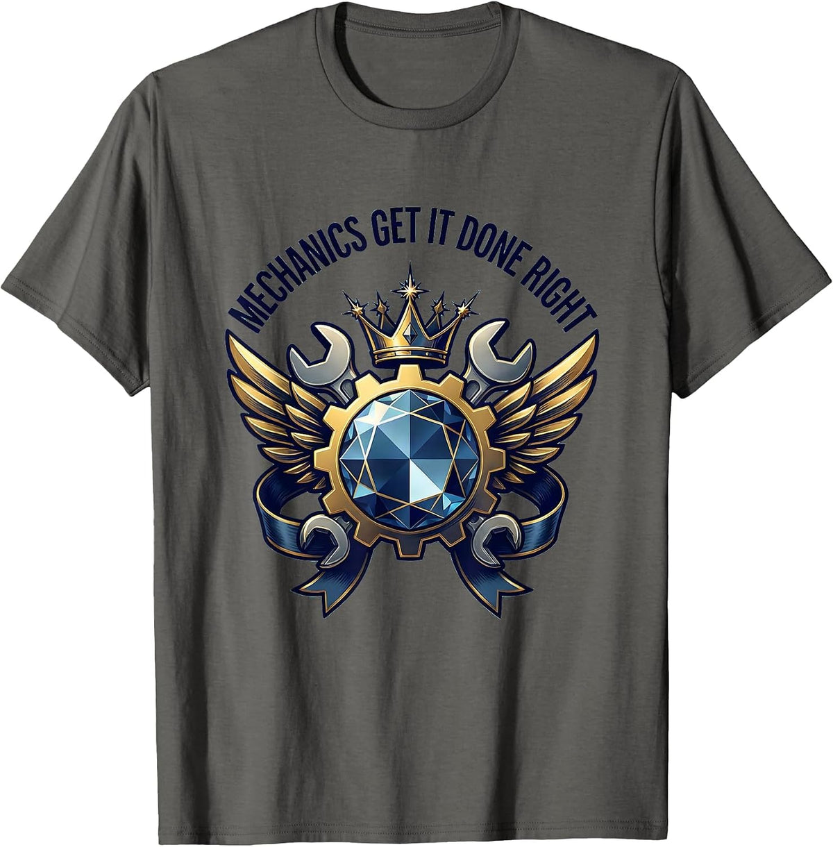 Mechanics Get It Done Right Garage Design T-Shirt - Asphalt Grey
