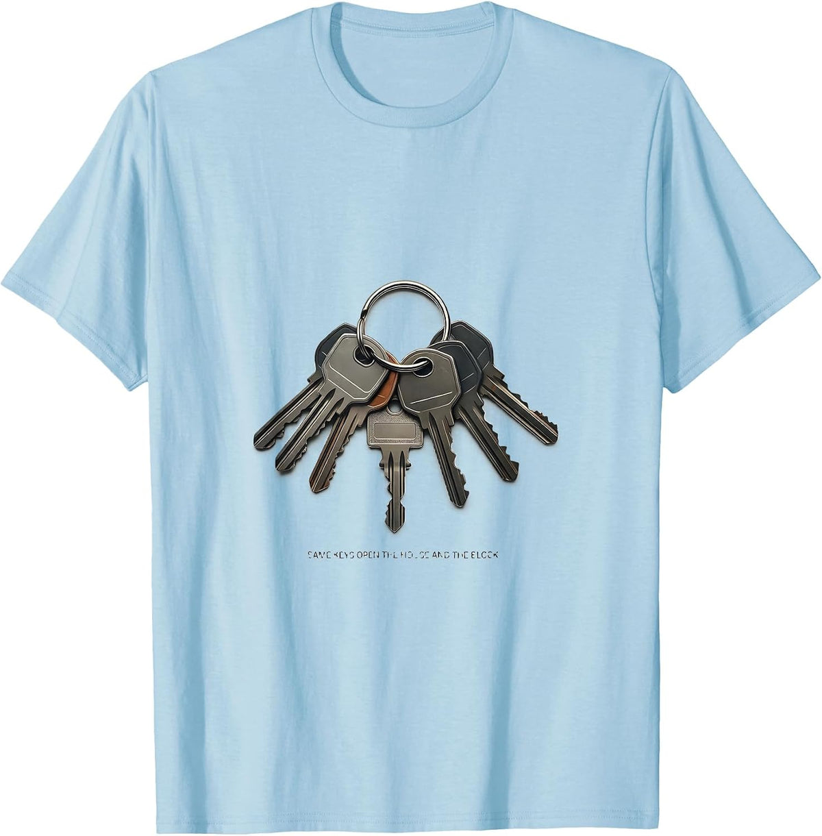 Men's Same Keys Open The House And The Block Funny Corrections T-Shirt - Baby Blue