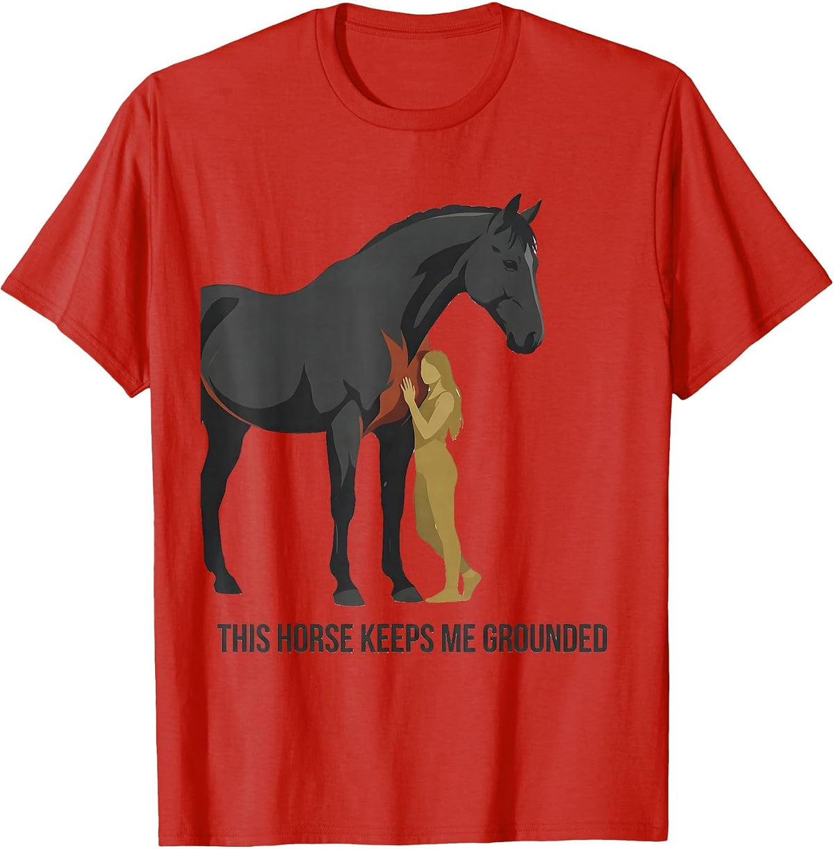 Men's This Horse Keeps Me Grounded Funny Horse Lover Gift T-Shirt - Red