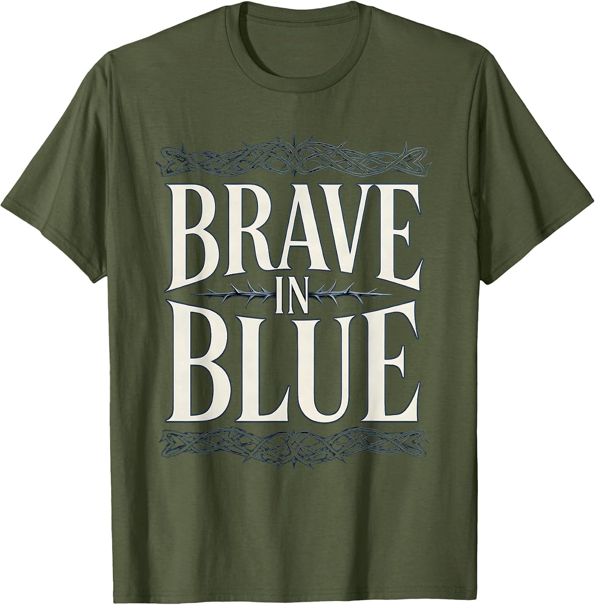 Men's Brave in Blue Law Enforcement Tribute Design T-Shirt - Olive Green