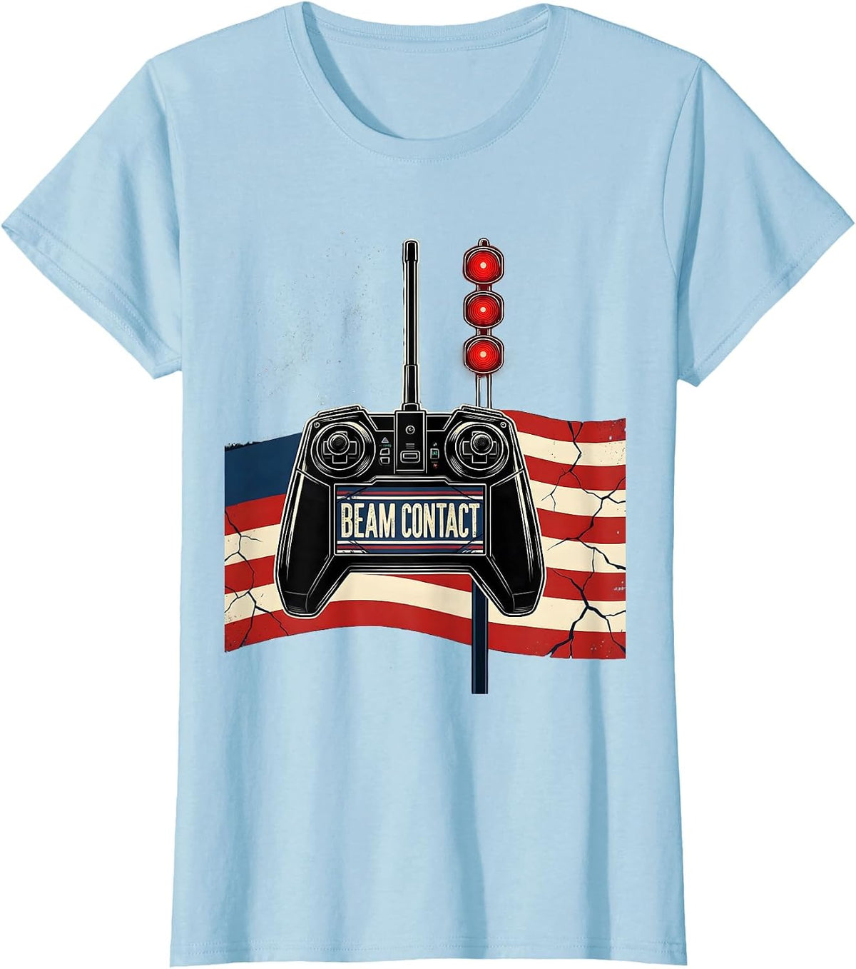 Women's Beam Contact Patriotic RC Racing American Flag Hobbyist Gift T-Shirt - Baby Blue