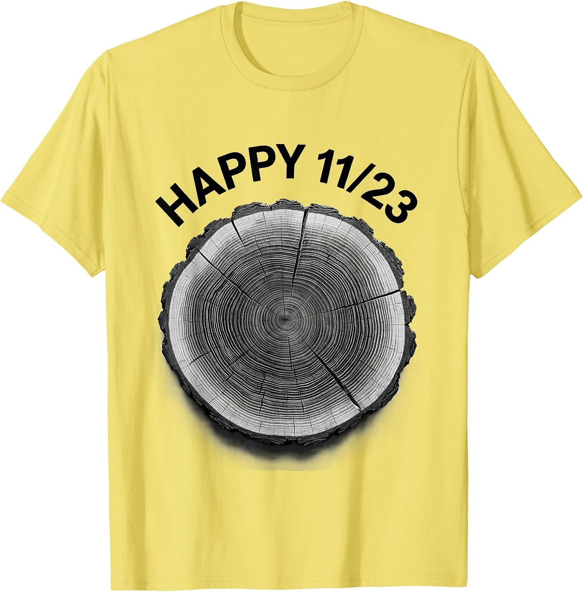 Men's Happy 11/23 Fibonacci Spiral Sacred Geometry Math Lover T-Shirt - Lemon Yellow