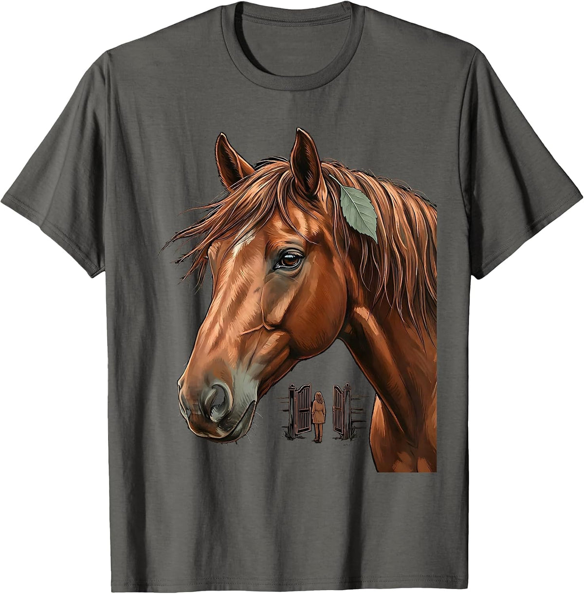 Horse Lover Girl Boho Equestrian Humor T-Shirt - Asphalt Grey