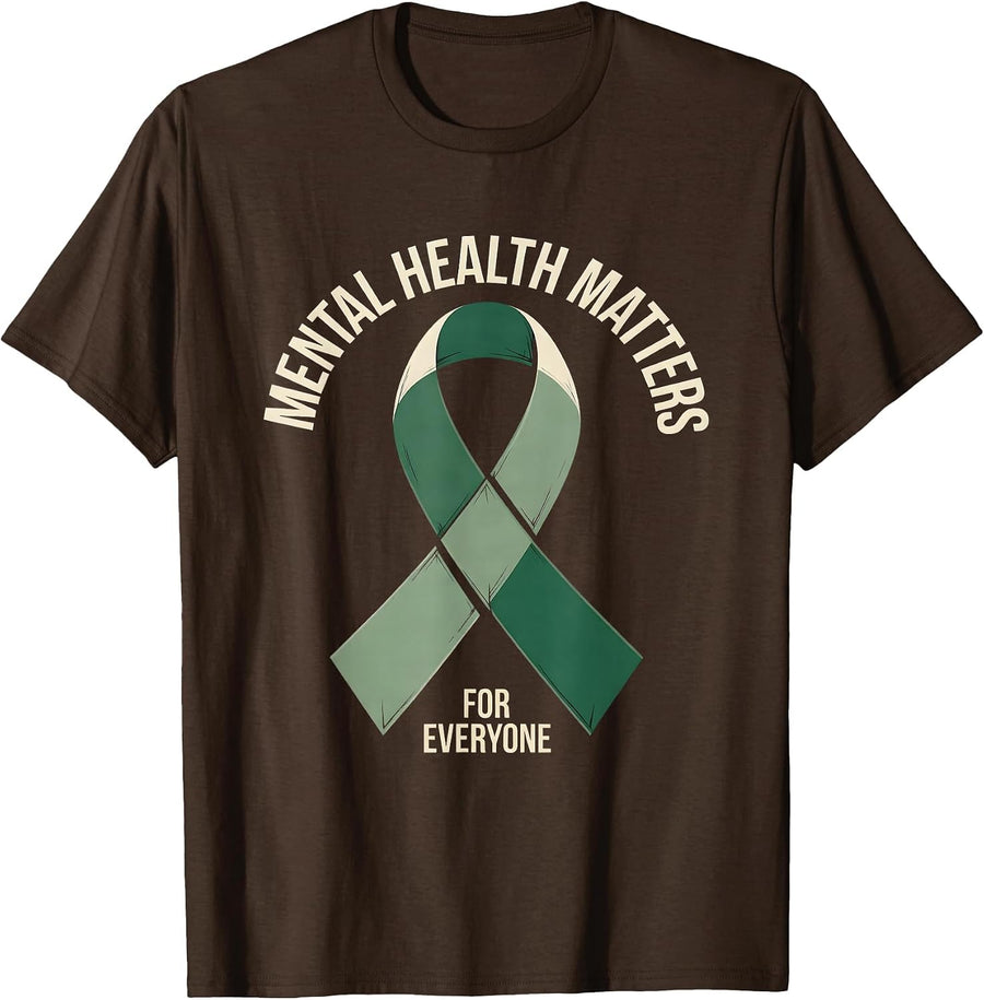 Mental Health Matters For Everyone Minimalist Awareness T-Shirt - Brown