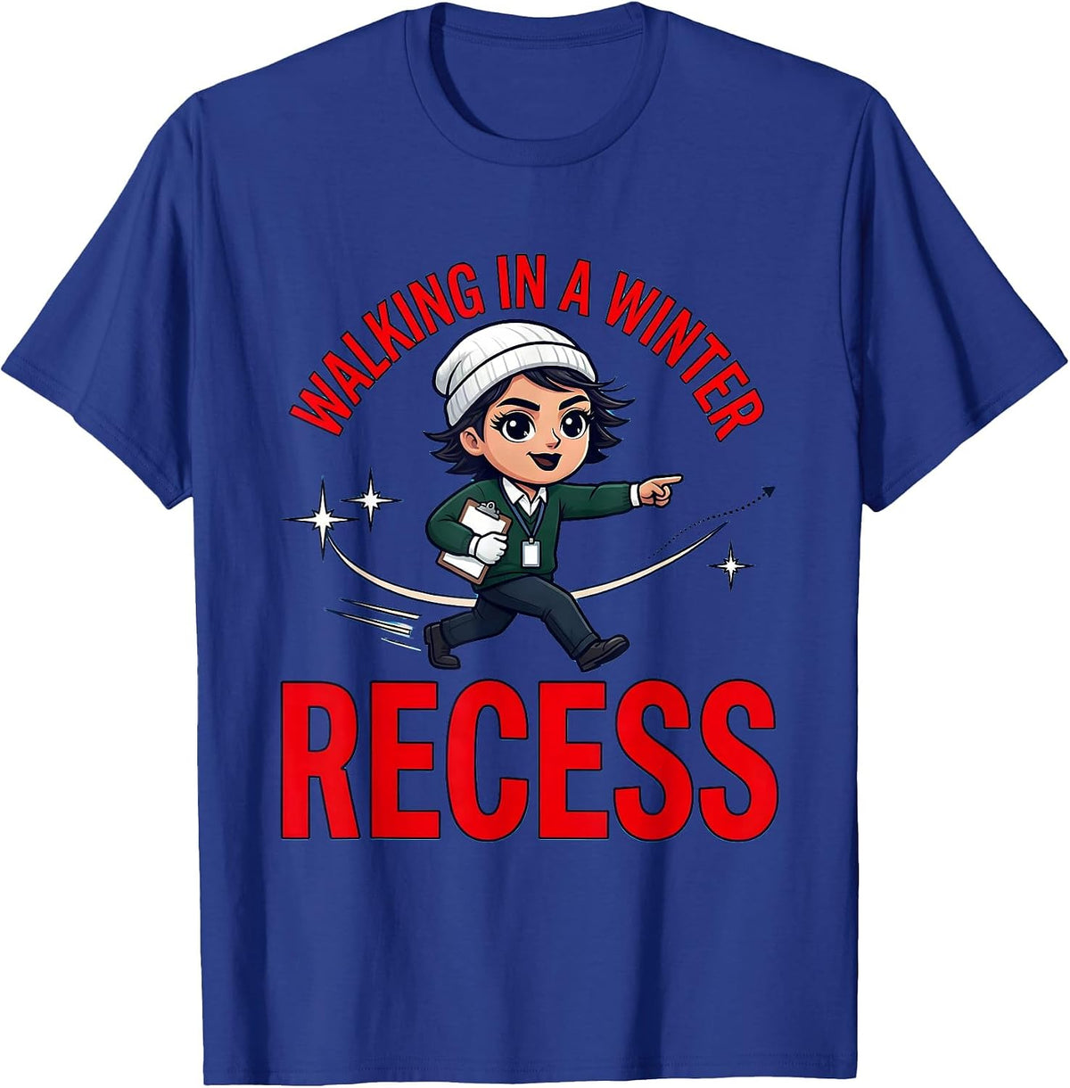 Walking in a Winter Recess Funny School Staff Christmas T-Shirt - Royal Blue