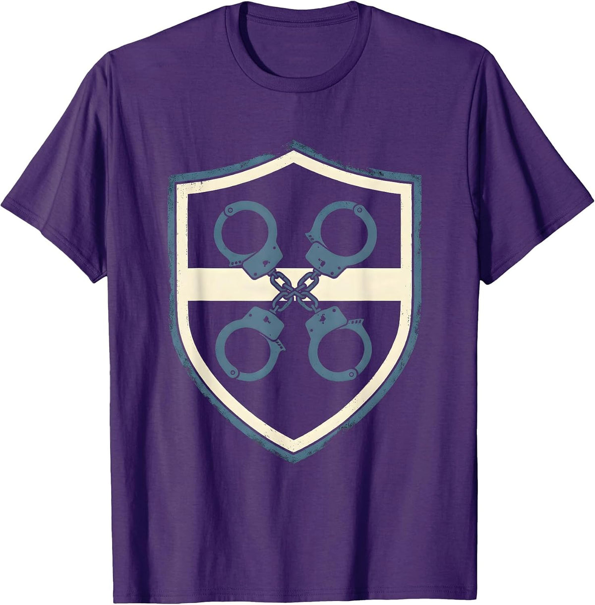 Thin Blue Line Handcuffs Graphic Design T-Shirt - Purple