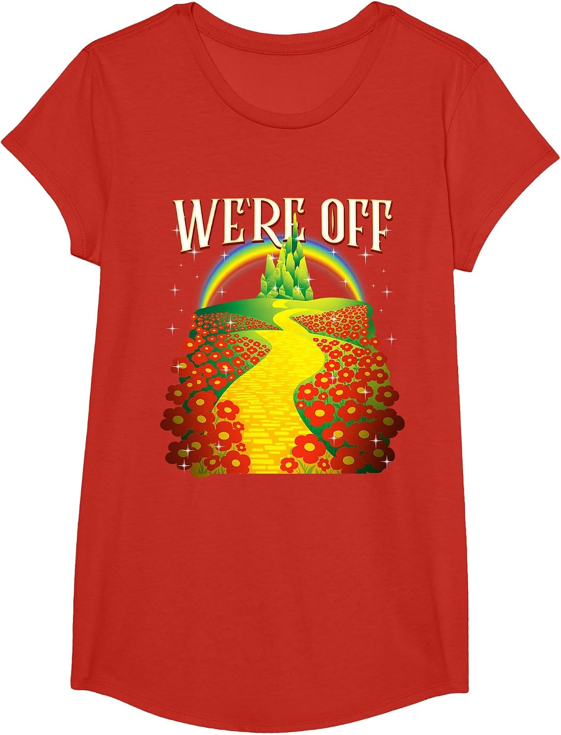 Funny We're Off Yellow Path Brick Wizard Literature School T-Shirt - Girls Red