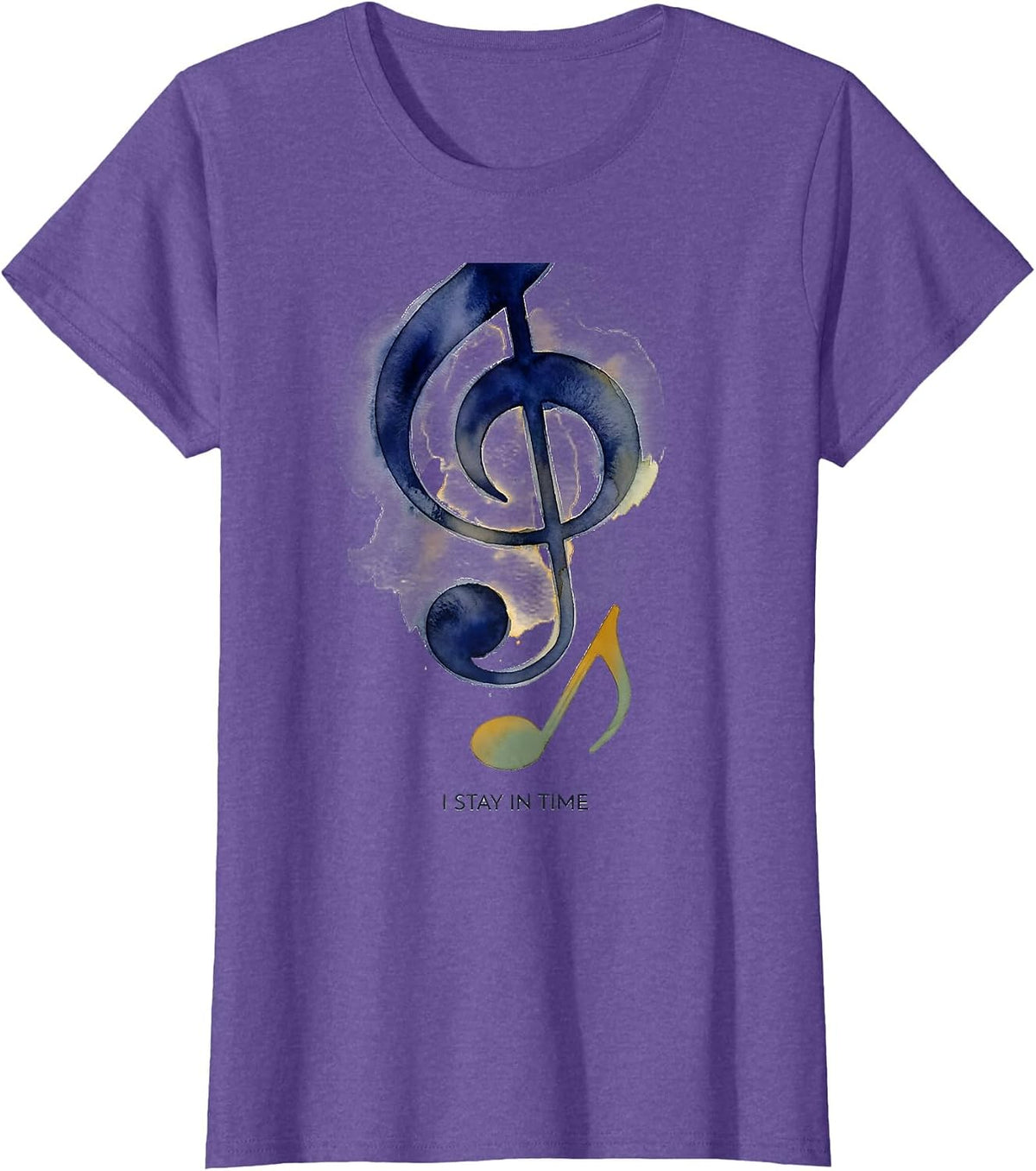 I Stay In Time Watercolor Music Lover Gift For Musicians T-Shirt - Purple Heather