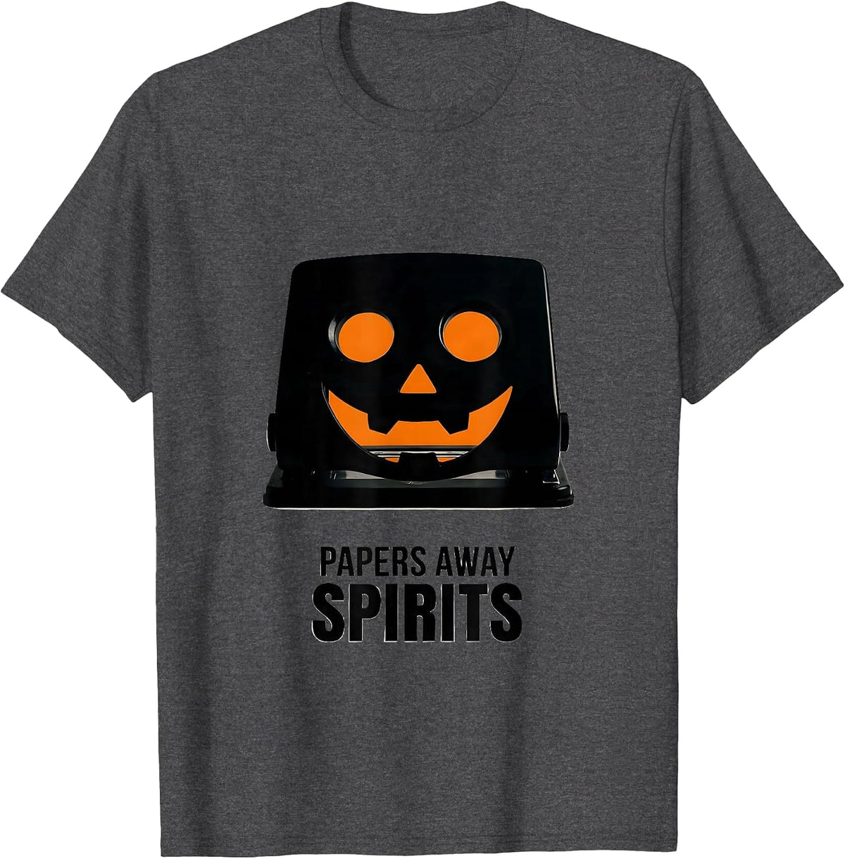 Men's Papers Away, Spirits Editorial Conceptual Teacher Halloween T-Shirt - Dark Heather Grey