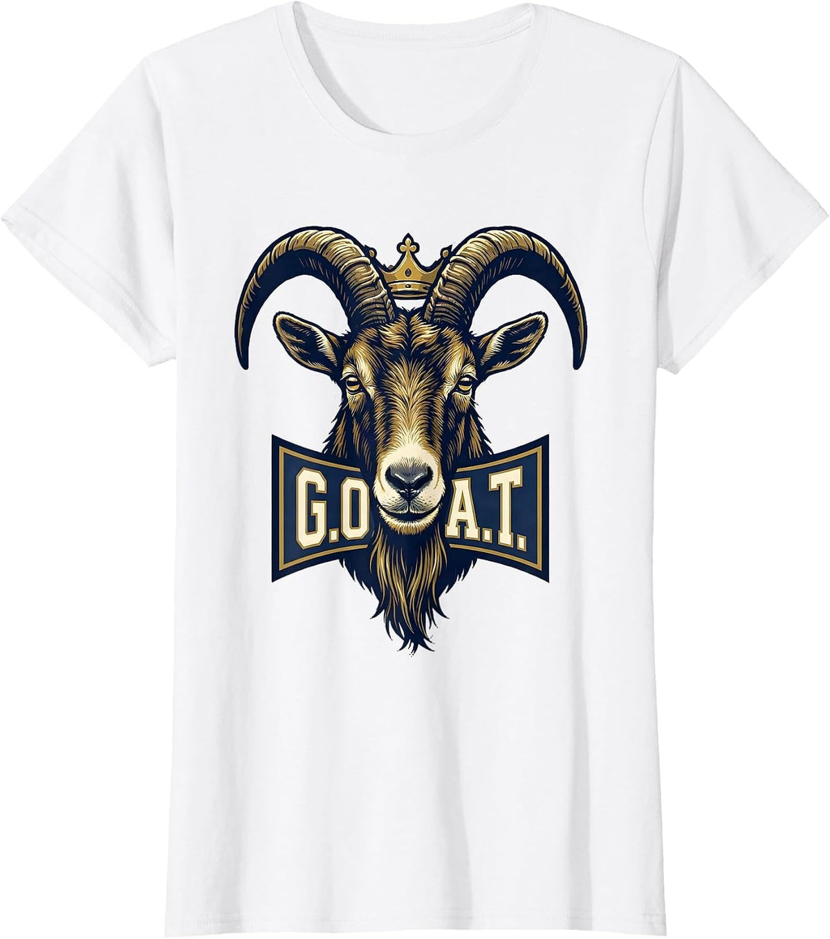 Women's G.O.A.T. Cool Goat with Sunglasses Sports Humor Novelty T-Shirt - White