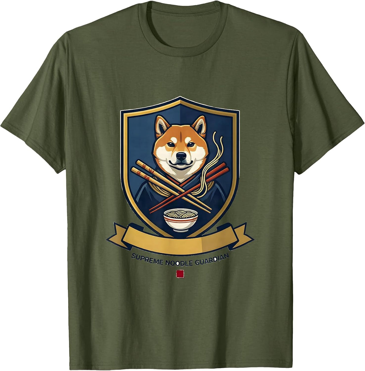 Supreme Noodle Guardian Cute Kawaii Anime Animal Ramen Gift T-Shirt - Olive Green