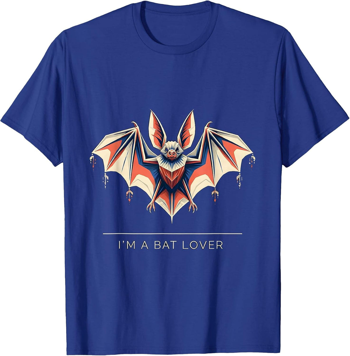 Men's I'm A Bat Lover Geometric Bat Wildlife Conservation T-Shirt - Royal Blue