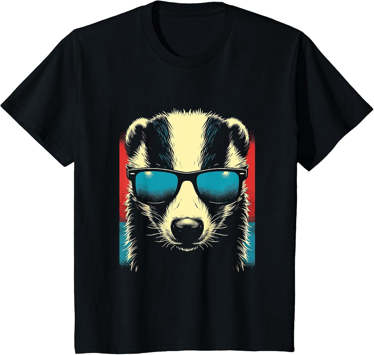 Retro Honey Badger with Sunglasses - Vintage Favorite Animal T-Shirt - Black