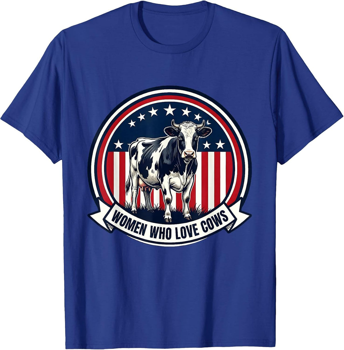 Women Who Love Cows Cute Cow Lover Design T-Shirt - Royal Blue
