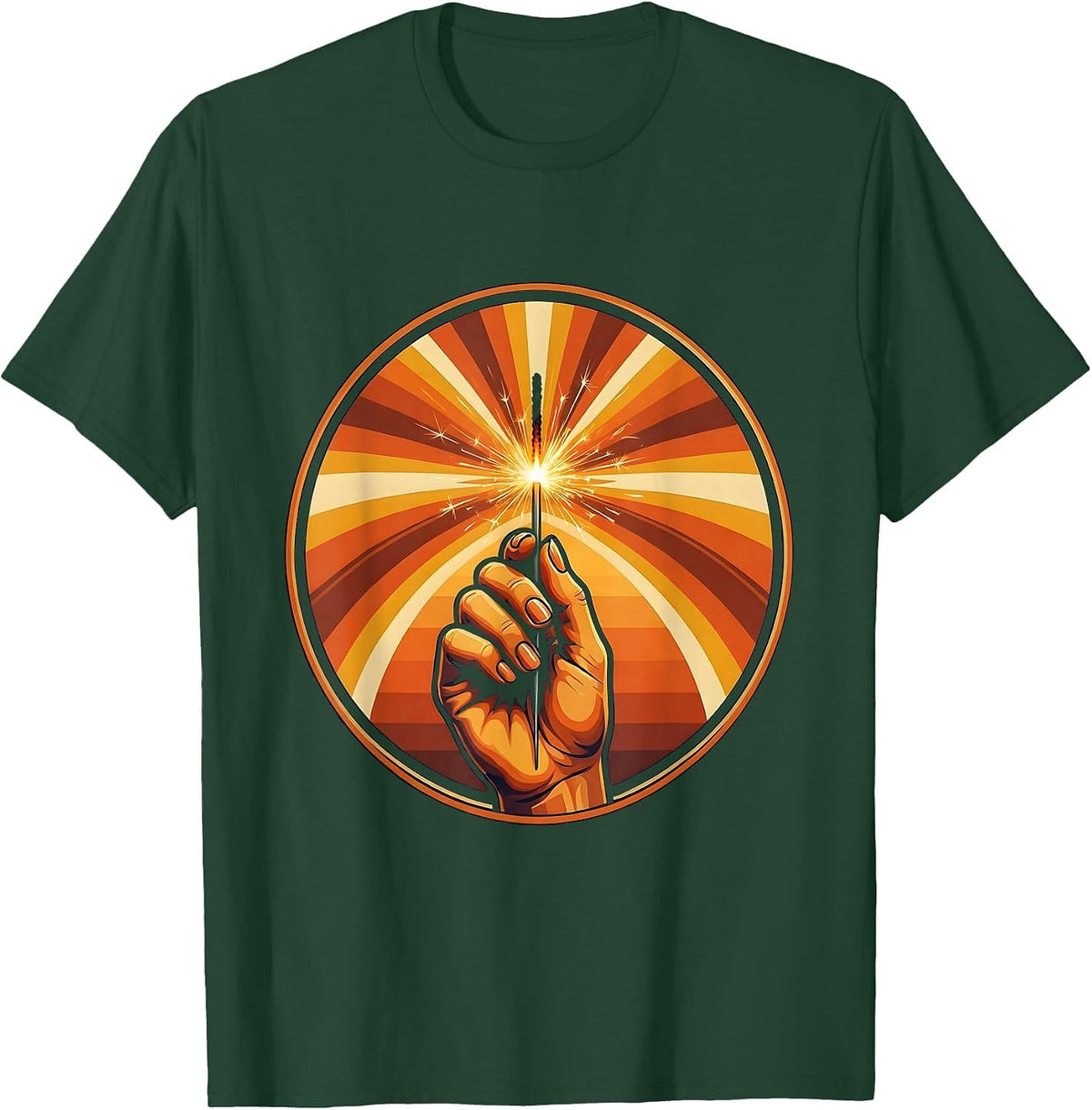 Girls Weekend Sparkler Night Celebration Graphic T-Shirt - Dark Green