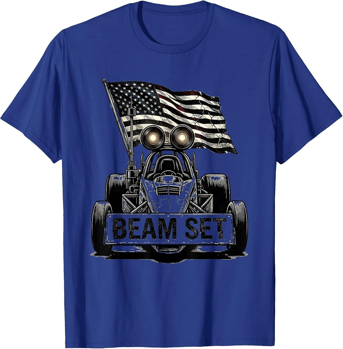 Men's Beam Set Patriotic RC Car Drag Racing American Flag Hobbyist T-Shirt - Royal Blue