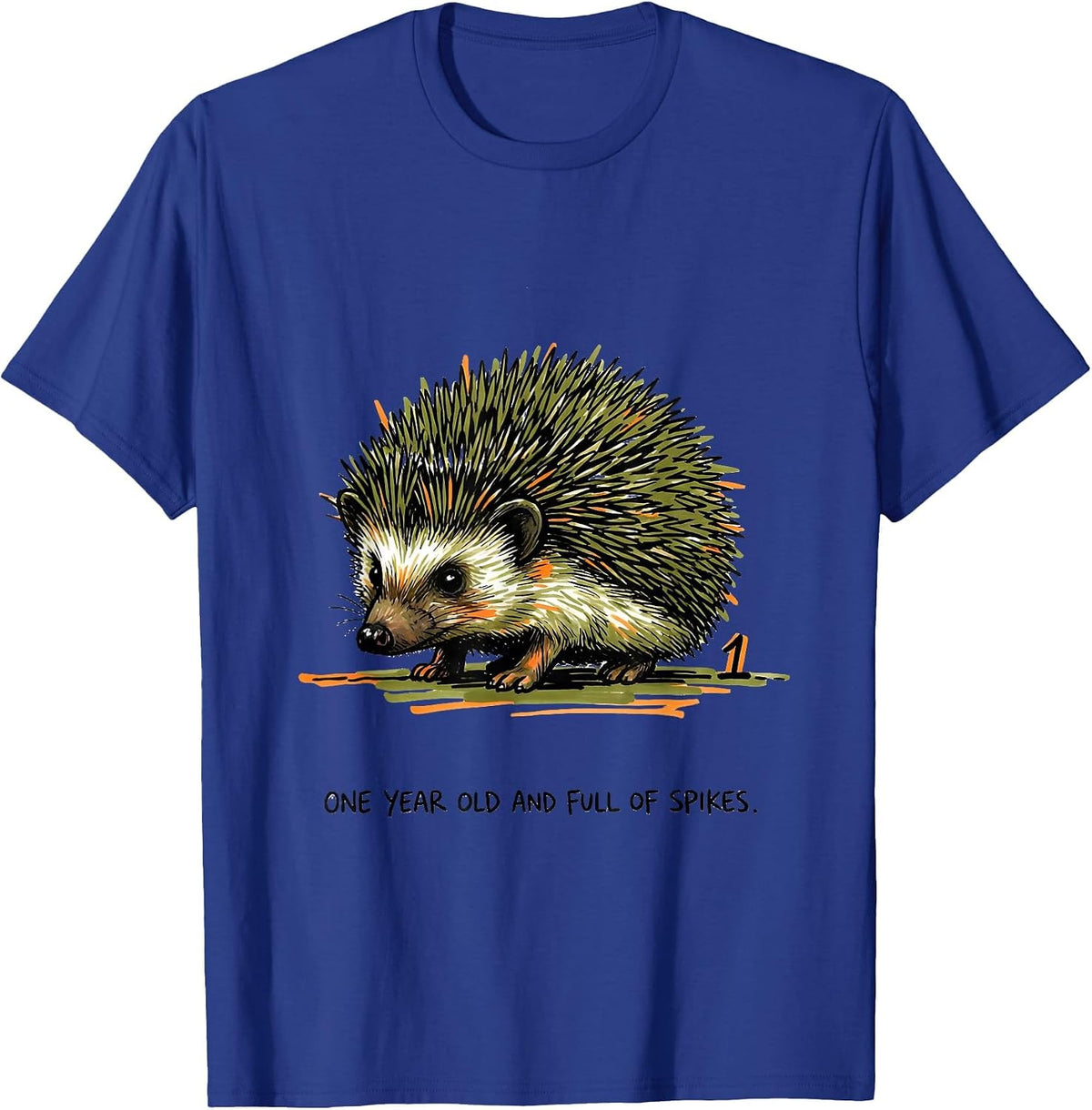 One Year Old And Full Of Spikes Playful Hedgehog First T-Shirt - Royal Blue