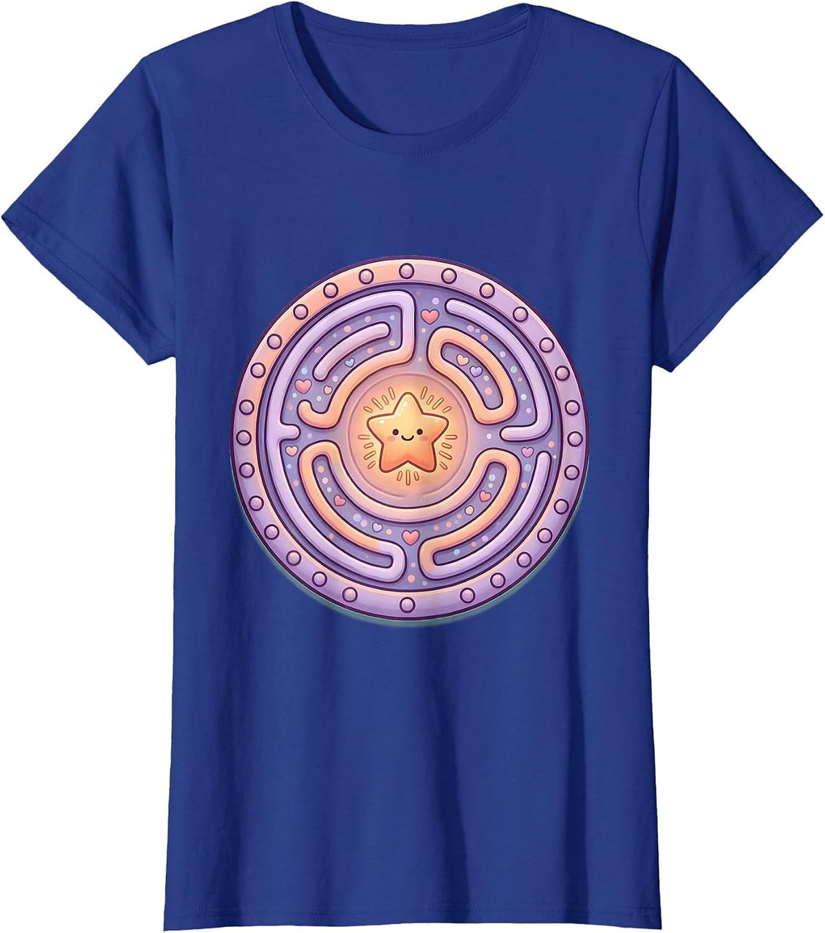 Women's Neurodiversity Labyrinth Glowing Center Design T-Shirt - Royal Blue
