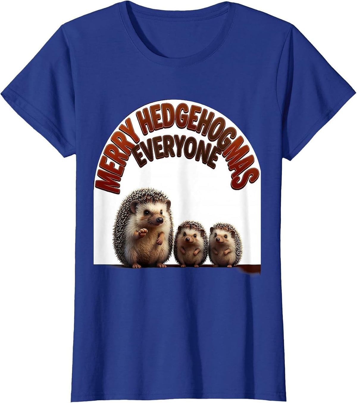 Women's Merry Hedgehogmas Everyone Cute Hedgehog Novelty Animal T-Shirt - Royal Blue
