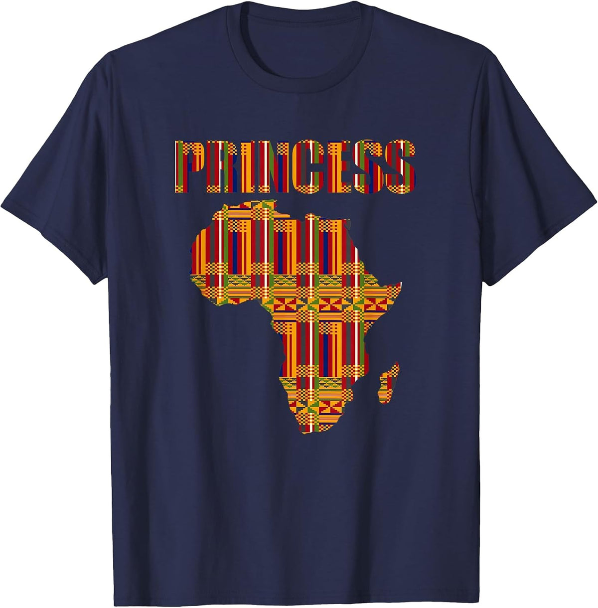 Africa Princess Kente Pattern Juneteenth Africa Princess T-Shirt - Navy Blue