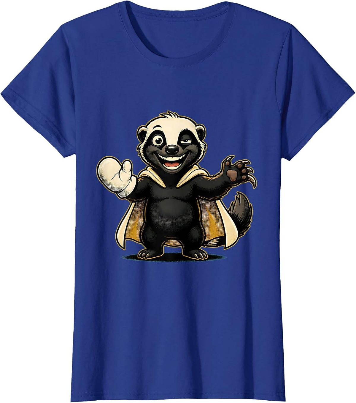 Women's Rubber-Hose Honey Badger Cartoon Funny Animal Lover T-Shirt - Royal Blue