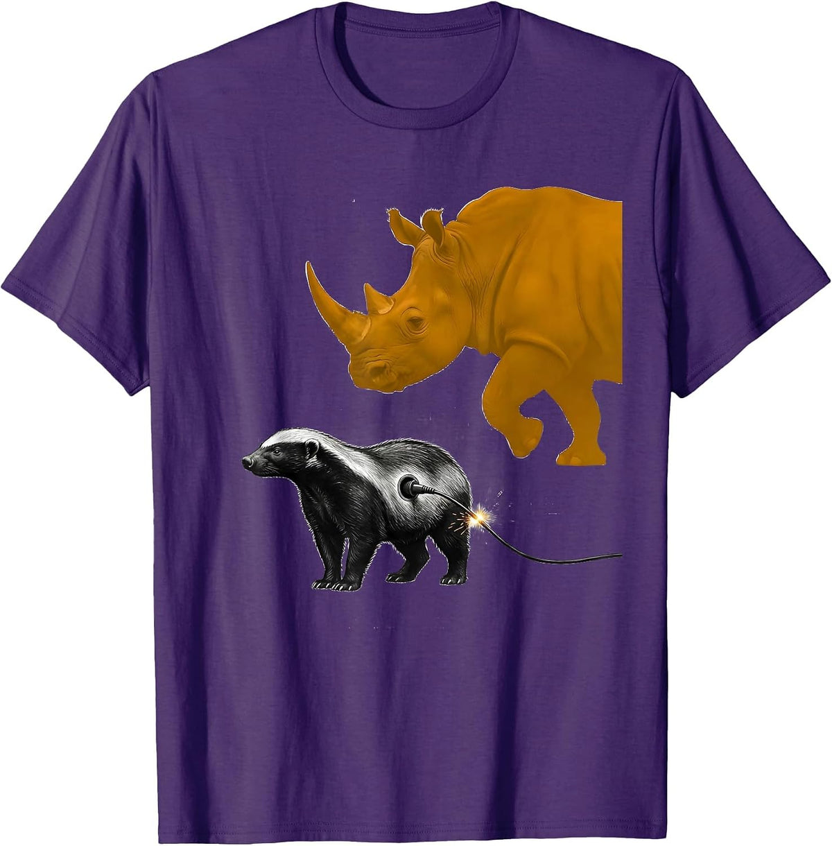 Men's Honey Badger Fearless Attitude Wildlife Humor Animal Lover T-Shirt - Purple