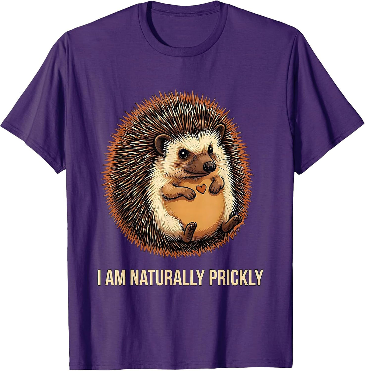 Men's I Am Naturally Prickly Cute Hedgehog Animal Humor Gift T-Shirt - Purple